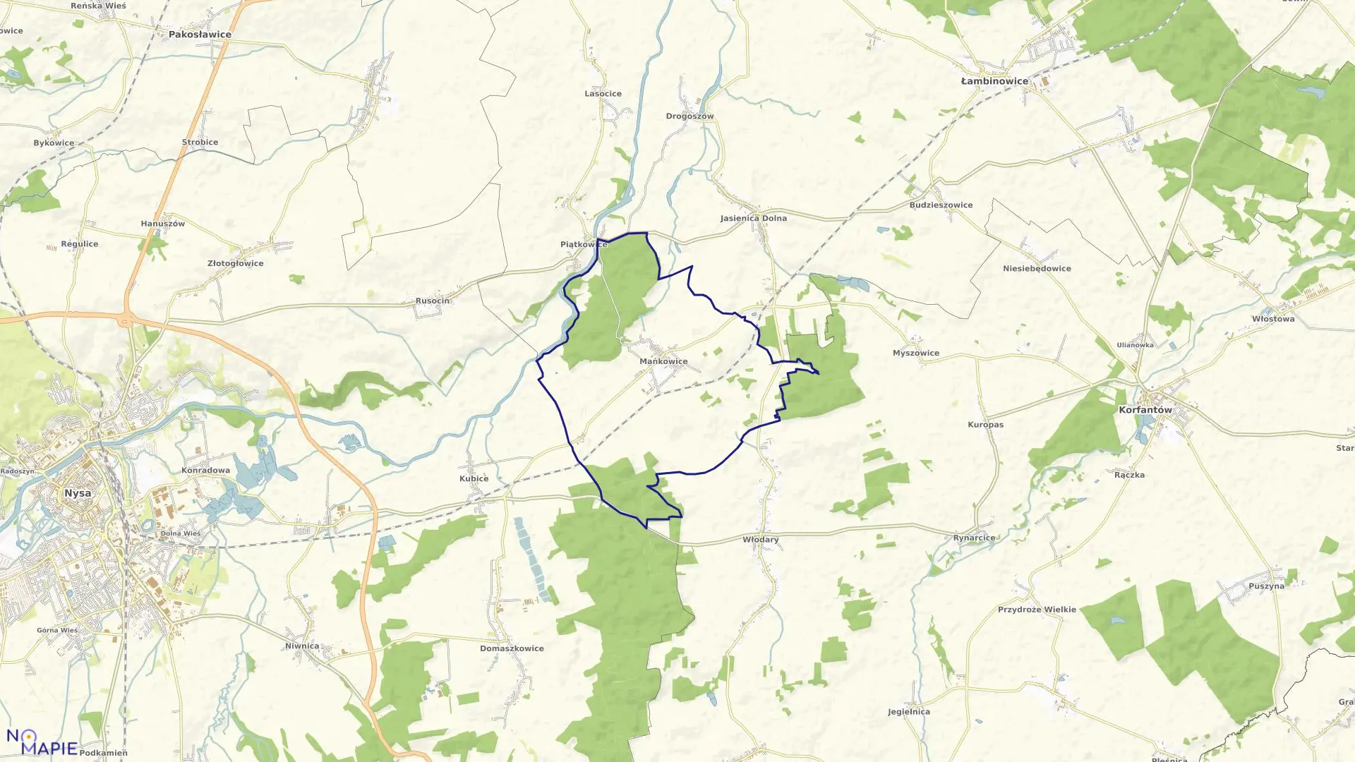 Mapa obrębu MAŃKOWICE w gminie Łambinowice