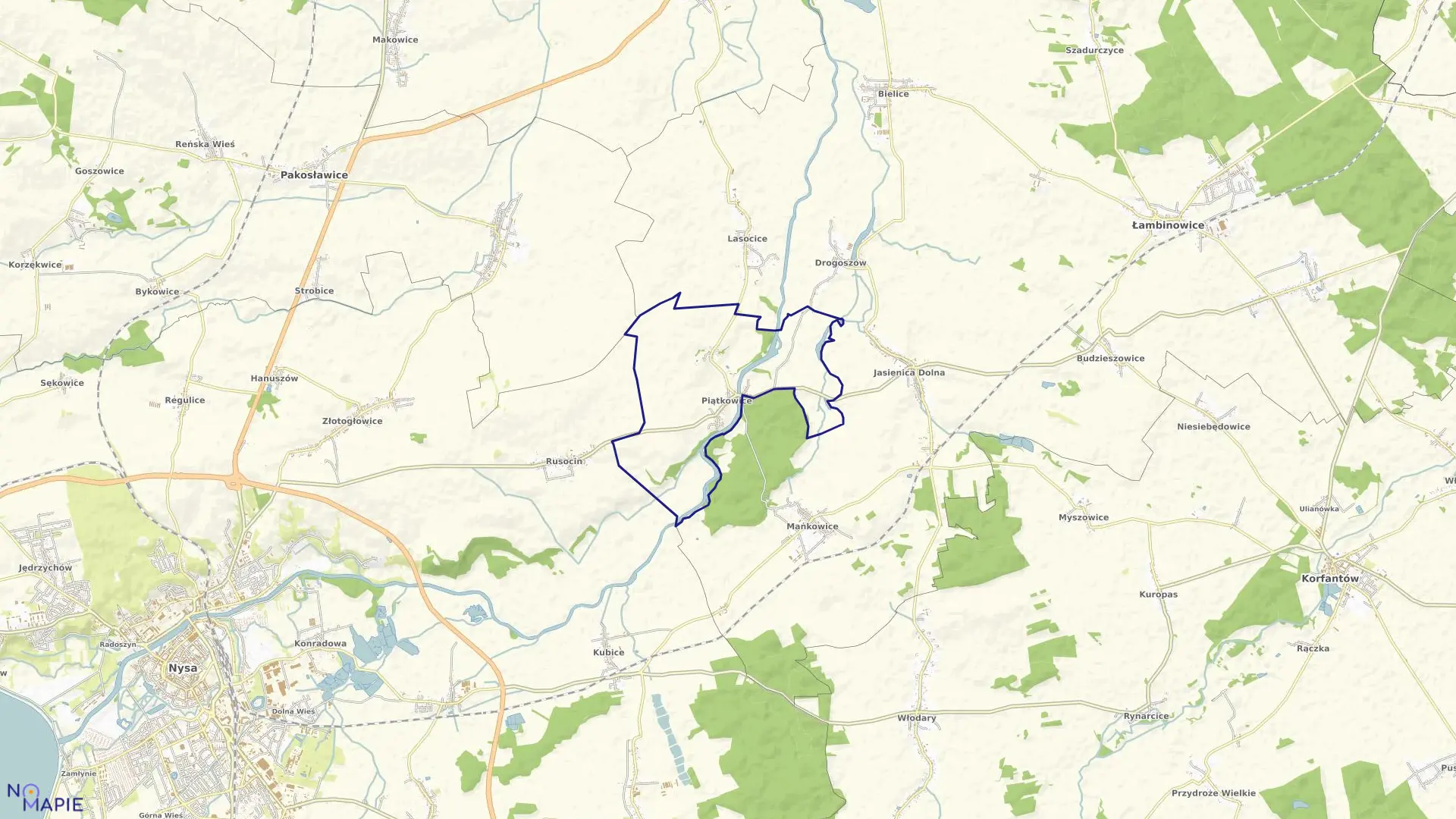 Mapa obrębu PIĄTKOWICE w gminie Łambinowice