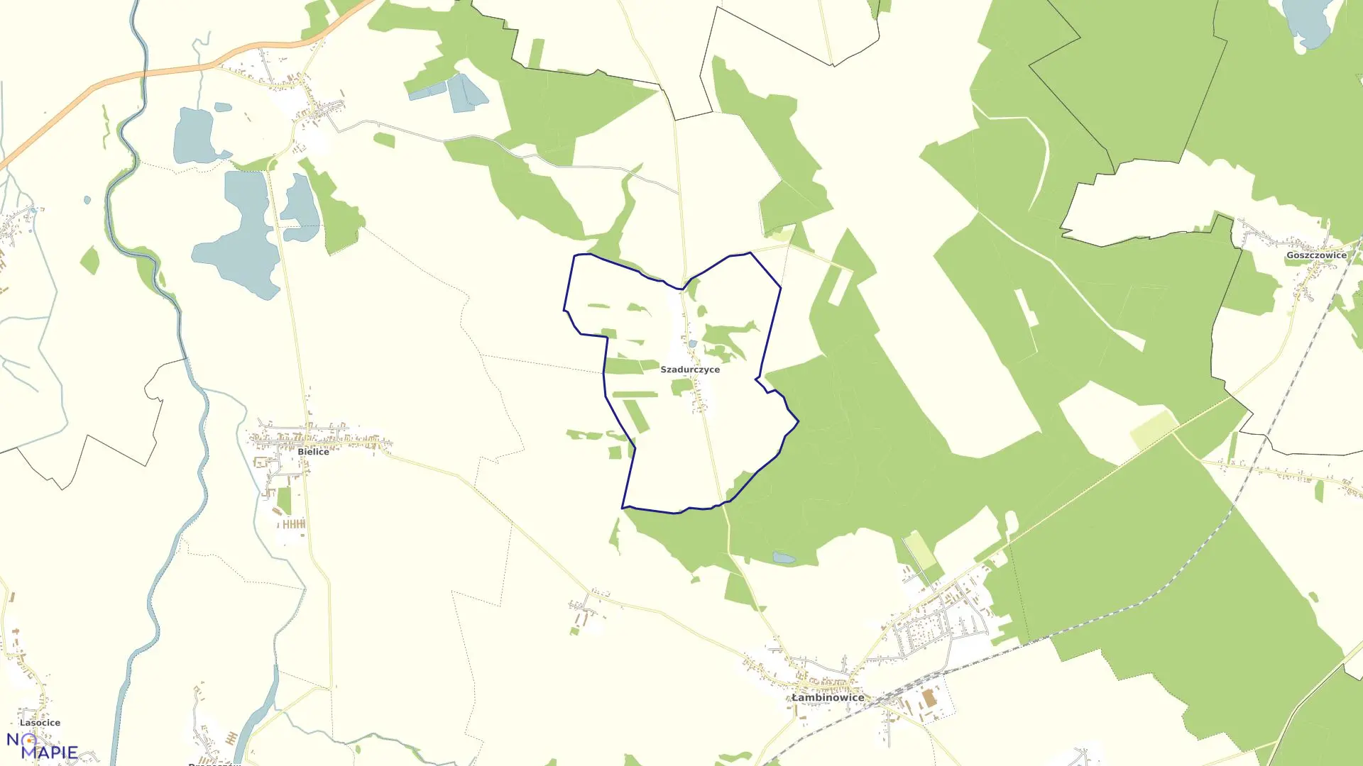 Mapa obrębu SZADURCZYCE w gminie Łambinowice